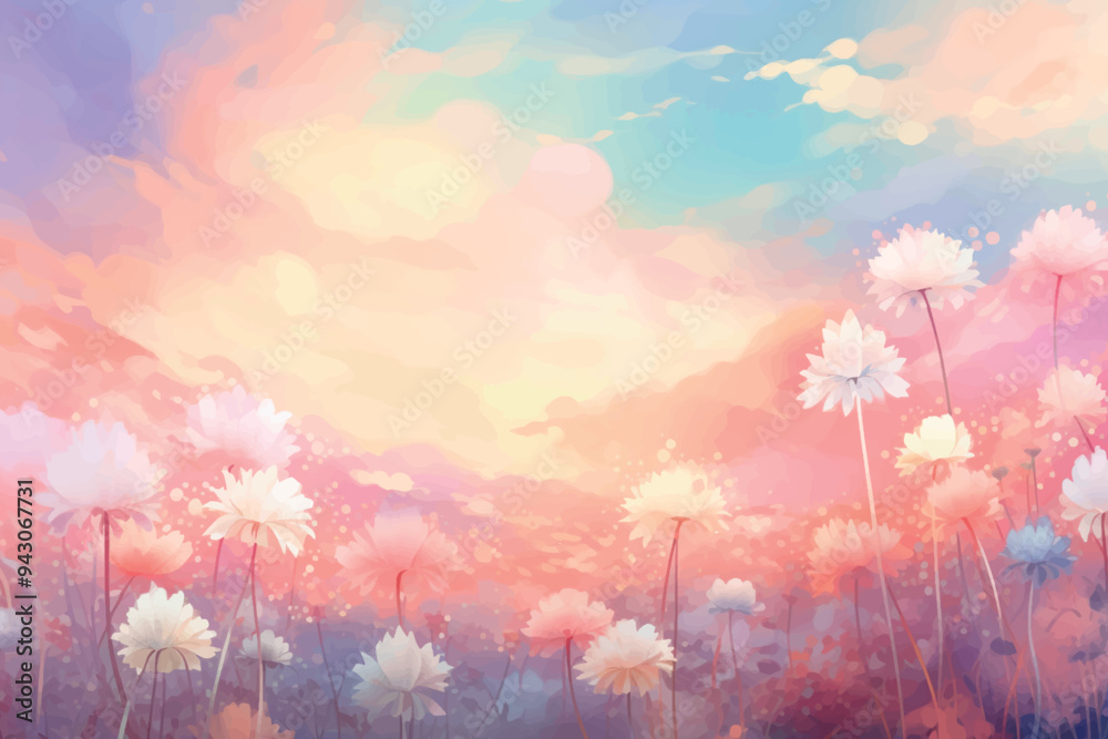 Dreamy pastel floral landscape Dreamy pastel floral landscape