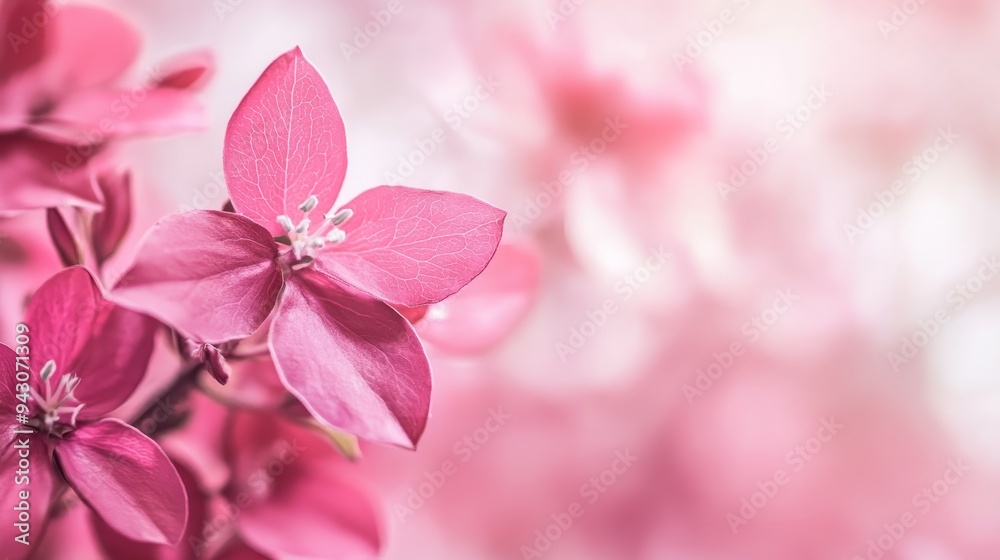 A close-up of vibrant pink flowers with delicate petals, set against a soft, blurred background.