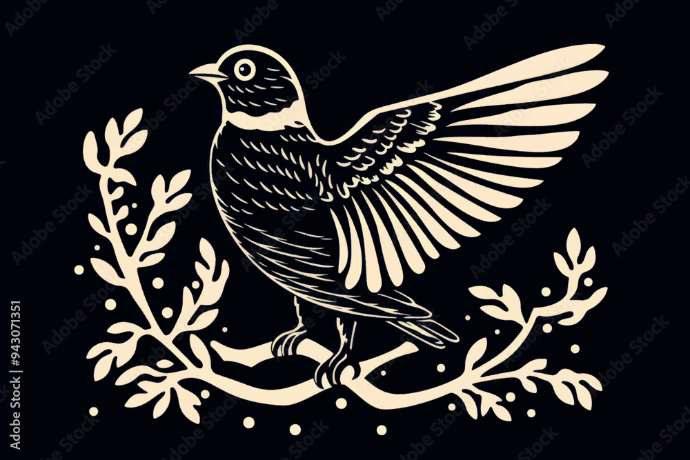 Naklejka premium rawpixeloffice2_an_illustration_of_black_and_white_owl_in_the_s_9ad516db-654c-4425-8eae-6ced4b7d3bb9-j