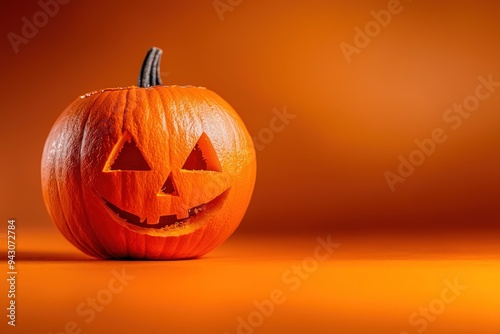 Contemporary scene featuring a minimalist orange Jack-O'-Lantern.