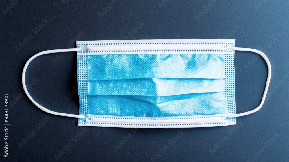 Blue surgical face mask on dark background Blue surgical face mask on dark background