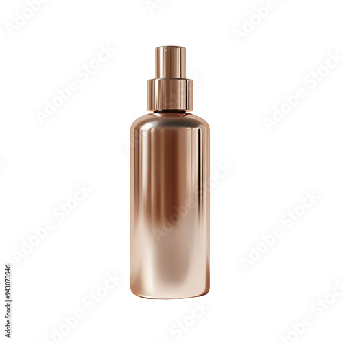 Luxury skincare bottle product mockup, rose gold color, isolated on transparent background. Lifestyle product mockup PNG.