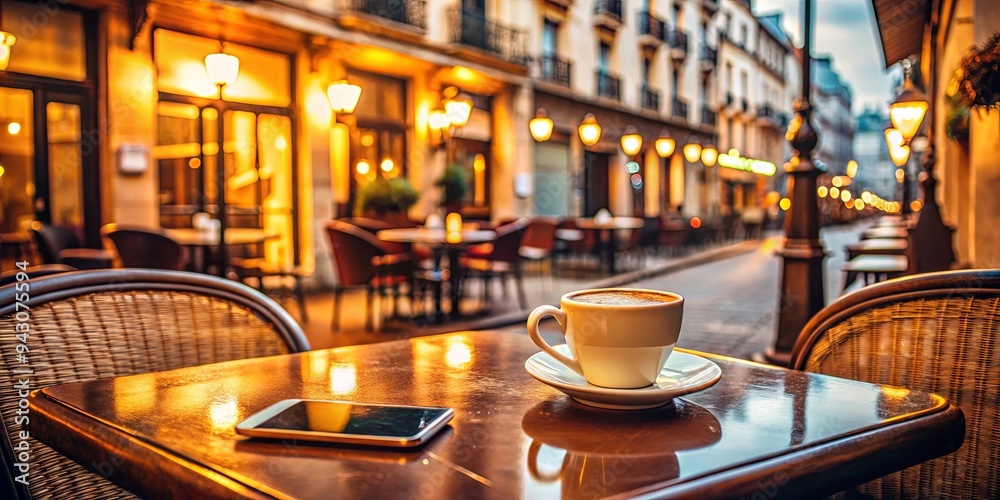 Cozy Parisian cafe with soft ringing phone, warm coffee, and nostalgic ambiance Cozy Parisian cafe with soft ringing phone, warm coffee, and nostalgic ambiance
