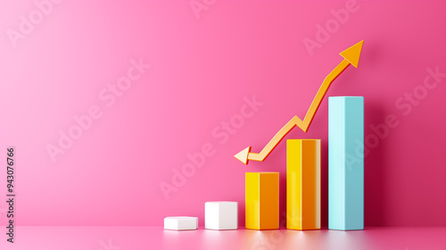 A vibrant bar graph showcases increasing trends with colorful blocks stacked in ascending order against a striking pink backdrop, reflecting positive growth dynamics Free Download A vibrant bar graph showcases increasing trends with colorful blocks stacked in ascending order against a striking pink backdrop, reflecting positive growth dynamics - GFXLoad