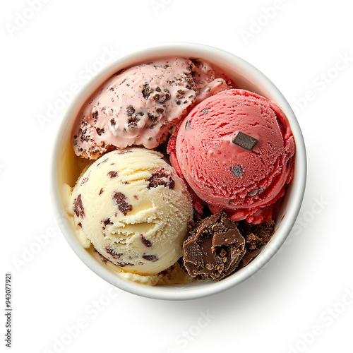 Flavored ice cream in a cup with clear isolated white background