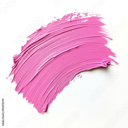 Pink paint brush stroke in isolated white background