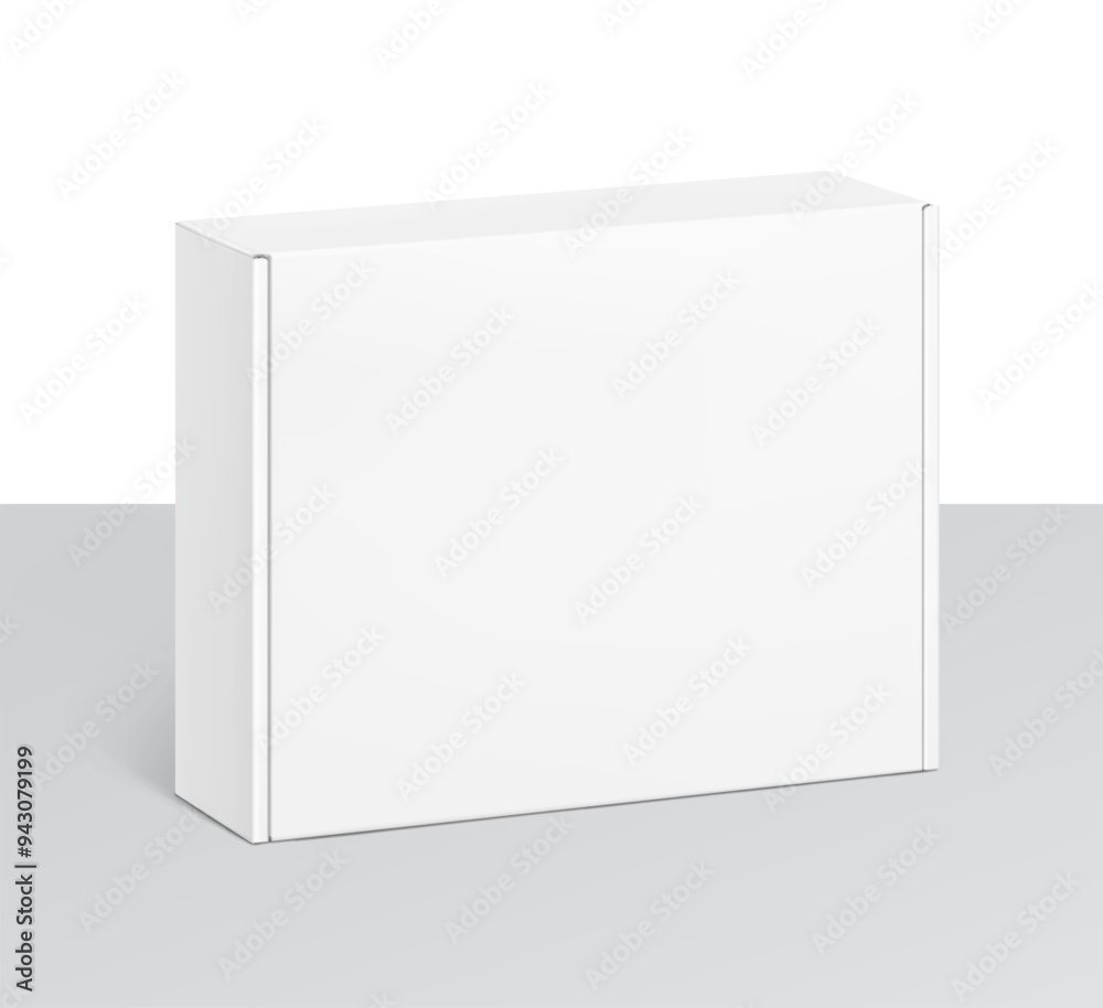 Realistic close white mailer box mockup. Half side view. Ready for presentation your product. Vector illustration isolated on white and grey background. EPS10. Realistic close white mailer box mockup. Half side view. Ready for presentation your product. Vector illustration isolated on white and grey background. EPS10.