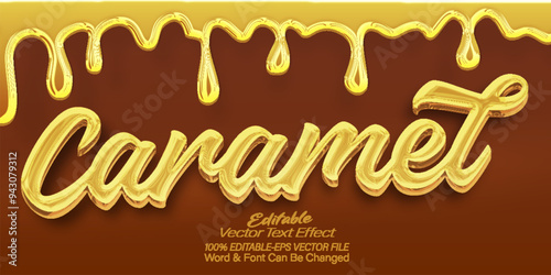 Caramel  Vector Text Effect Editable Alphabet Toffee Desert Candy Sweet Honey Tasty