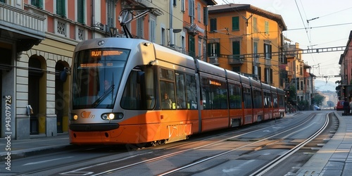 Vibrant Italy Public Transportation Mural. Urban Travel Theme