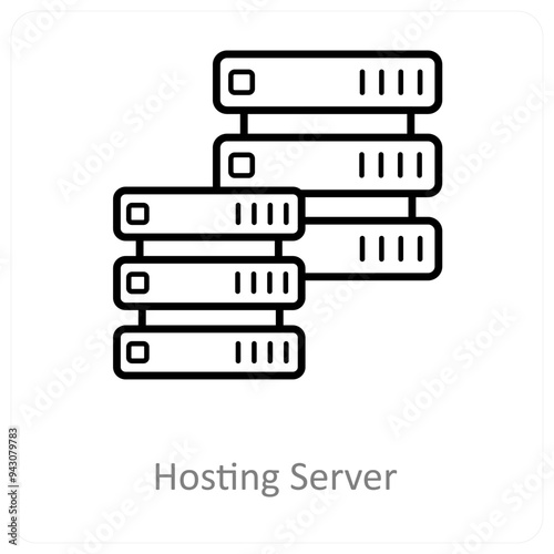 Hosting Server and Big data icon concept