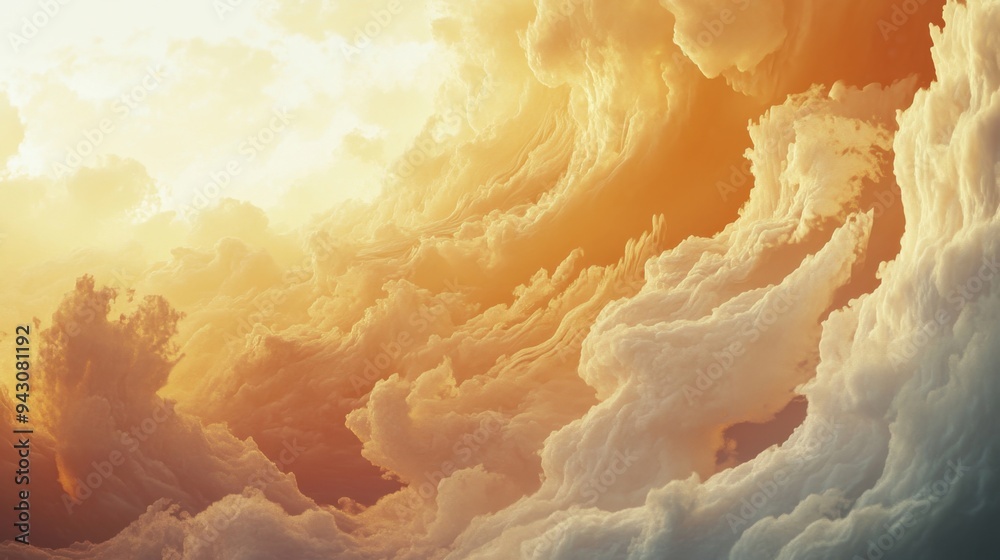 Empty clouds shining with golden light