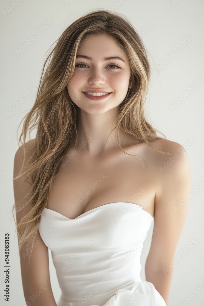 young women in elegant white dresses, blending casual gala vibes with a hint of teen party energy. The white backdrop complements the happy, relaxed, and slightly playful mood of the shoot. young women in elegant white dresses, blending casual gala vibes with a hint of teen party energy. The white backdrop complements the happy, relaxed, and slightly playful mood of the shoot.