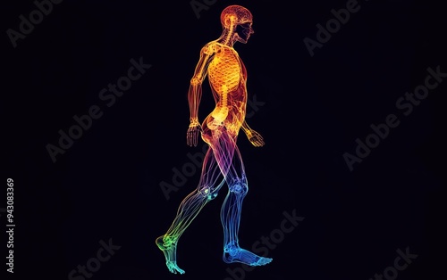 Obraz na płótnie Generative AI of Side View Colorful Human Anatomy, Perfect for Medical Education, Visual Science Studies, and Illuminated Healthcare Demonstrations with Copy Space w salonie