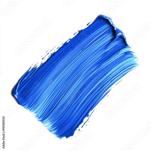 Blue paint brush stroke in isolated white background