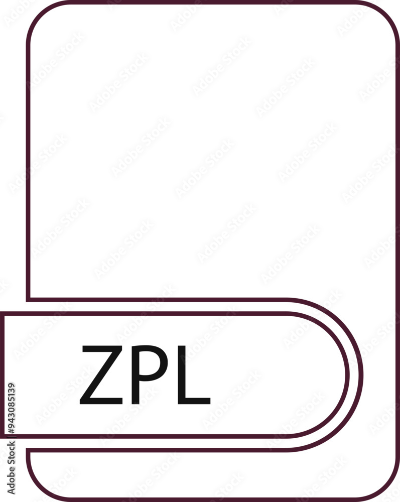 ZPL File format icon black outline and light color ZPL File format icon black outline and light color