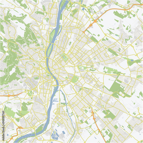 Canvas Print Road map of Budapest in Hungary