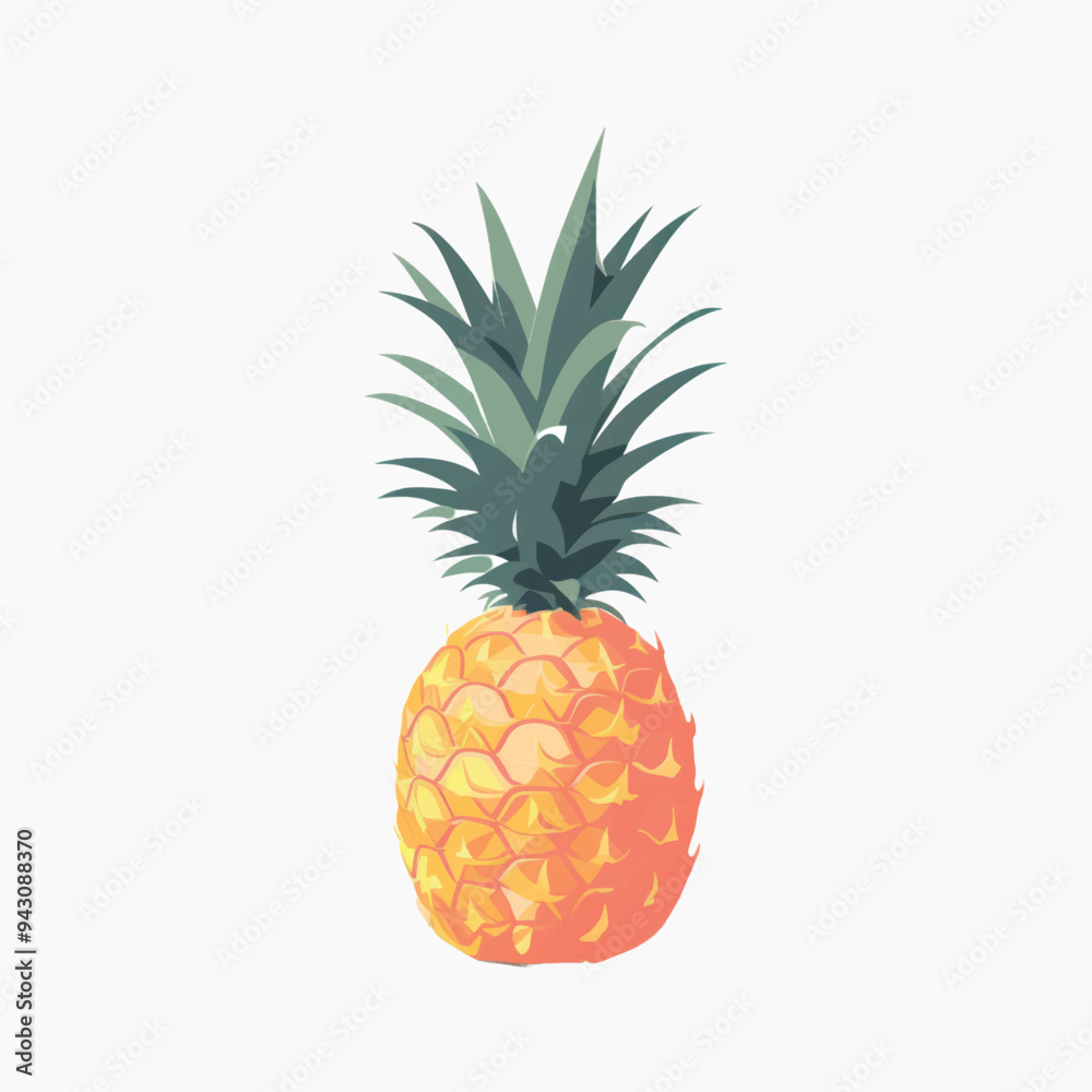 Watercolor minimal pineapple on white background