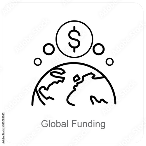 Global Funding and crowdfunding icon concept