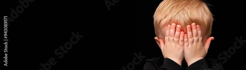 Child with a red, tear-stained face, wiping away tears with tiny hands, raw emotion in early years photo