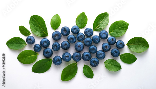 Green leaves of blueberry isolated on white