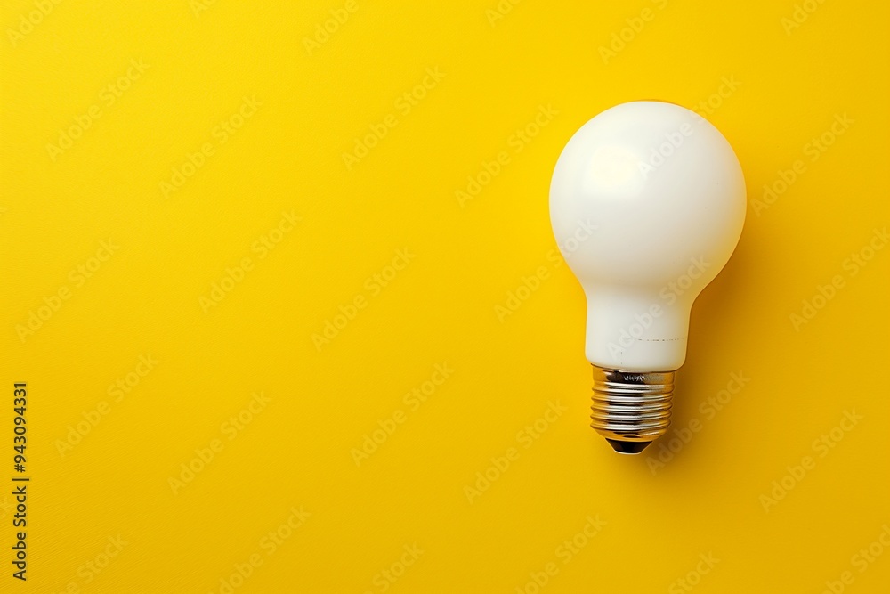 White light bulb isolated on yellow background White light bulb isolated on yellow background