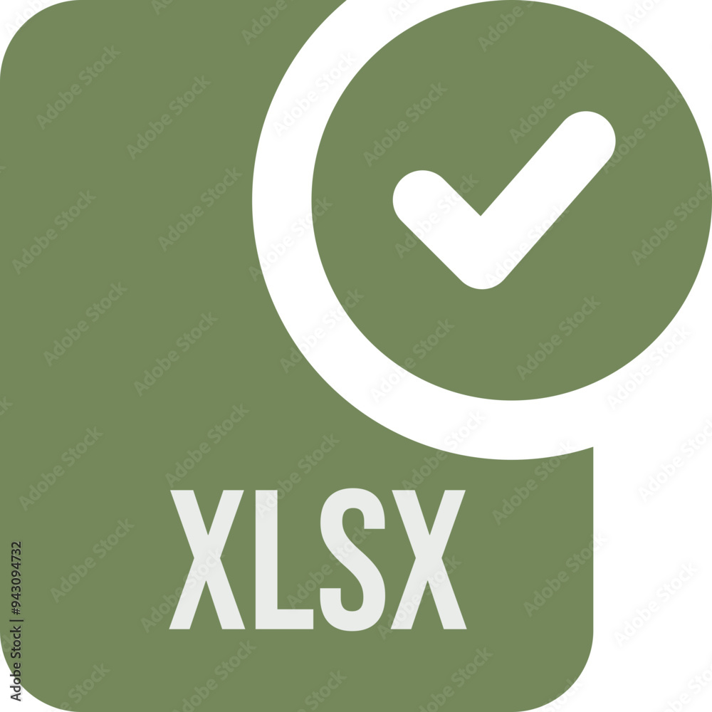 XLSX ip file icon with black checked mark XLSX ip file icon with black checked mark