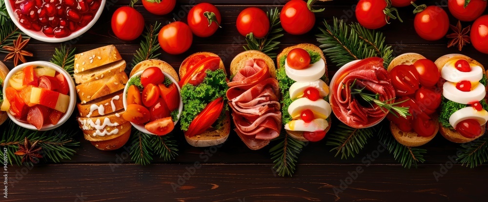 Christmas Appetizers with Tomato, Ham, and Egg Christmas Appetizers with Tomato, Ham, and Egg