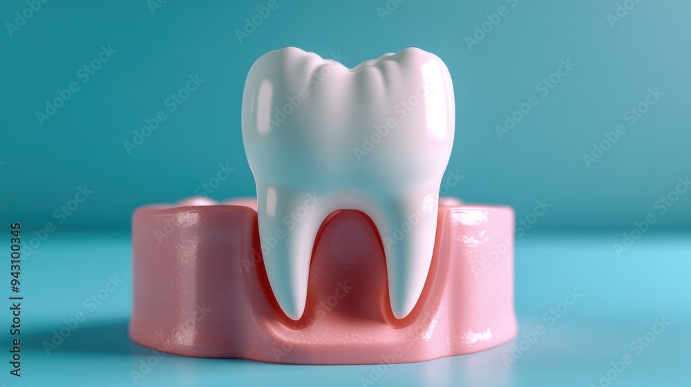 3D render of a white tooth on a blue background 3D render of a white tooth on a blue background