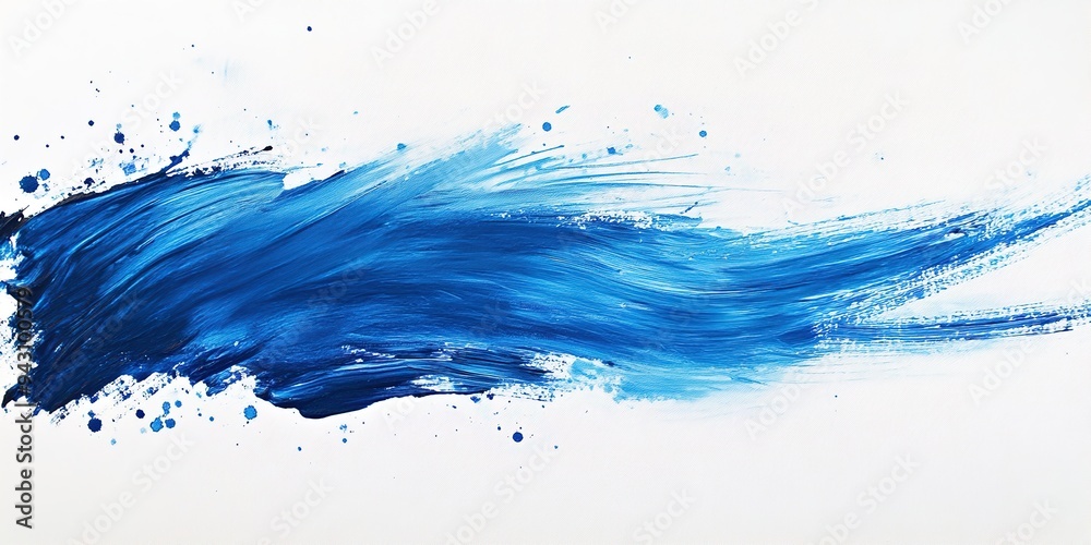 Dynamic abstract image featuring a bold brushstroke of vibrant blue paint on a white background. Dynamic abstract image featuring a bold brushstroke of vibrant blue paint on a white background.