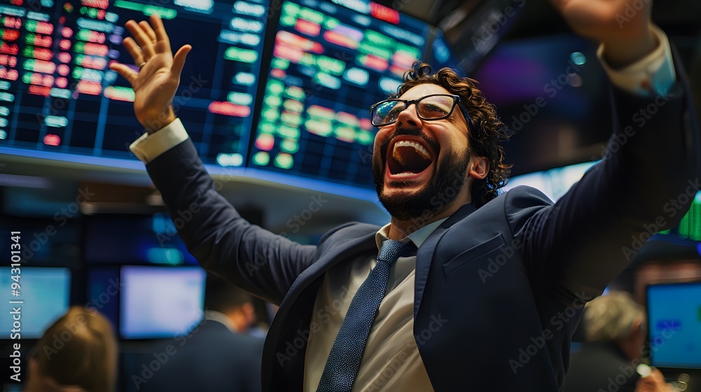 Excited Stock Trader Celebrating Success