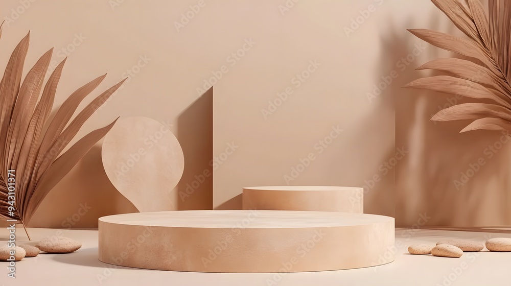 Beige Natural Wood Podium for Product Presentation Beige Natural Wood Podium for Product Presentation