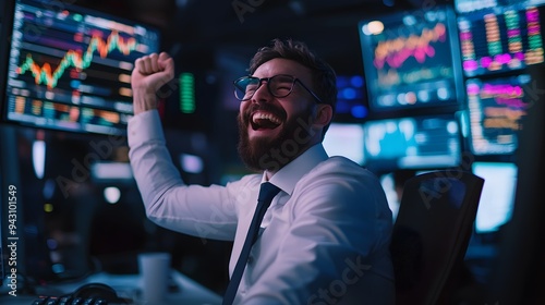 Excited Stock Trader Celebrating Success