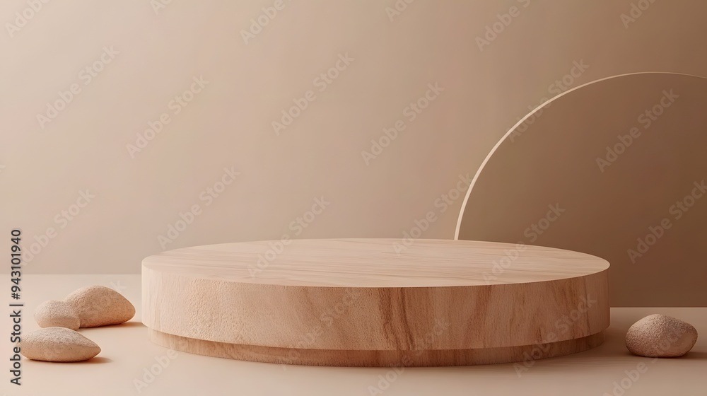 Beige Natural Wood Podium for Product Presentation Beige Natural Wood Podium for Product Presentation