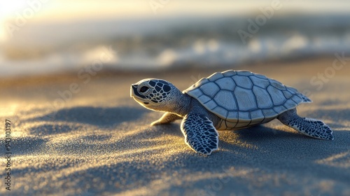 Little turtles on the beach photo