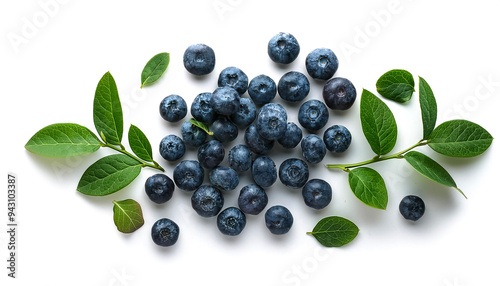 Green leaves of blueberry isolated on white