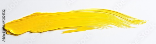 Minimalistic Yellow Brushstroke on White Background - Artistic Design Element