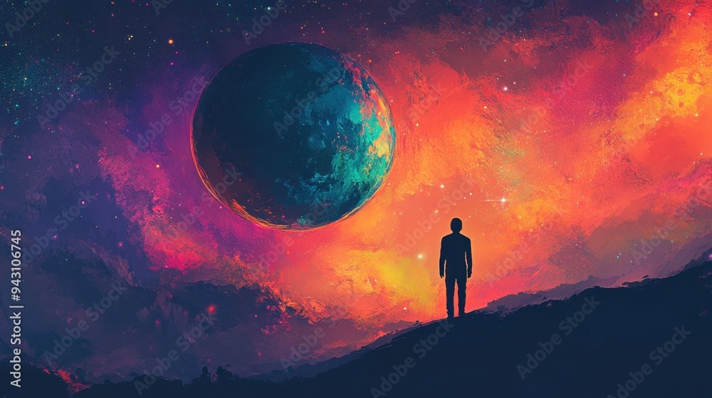 Lonely back looking up at the stars Lonely back looking up at the stars