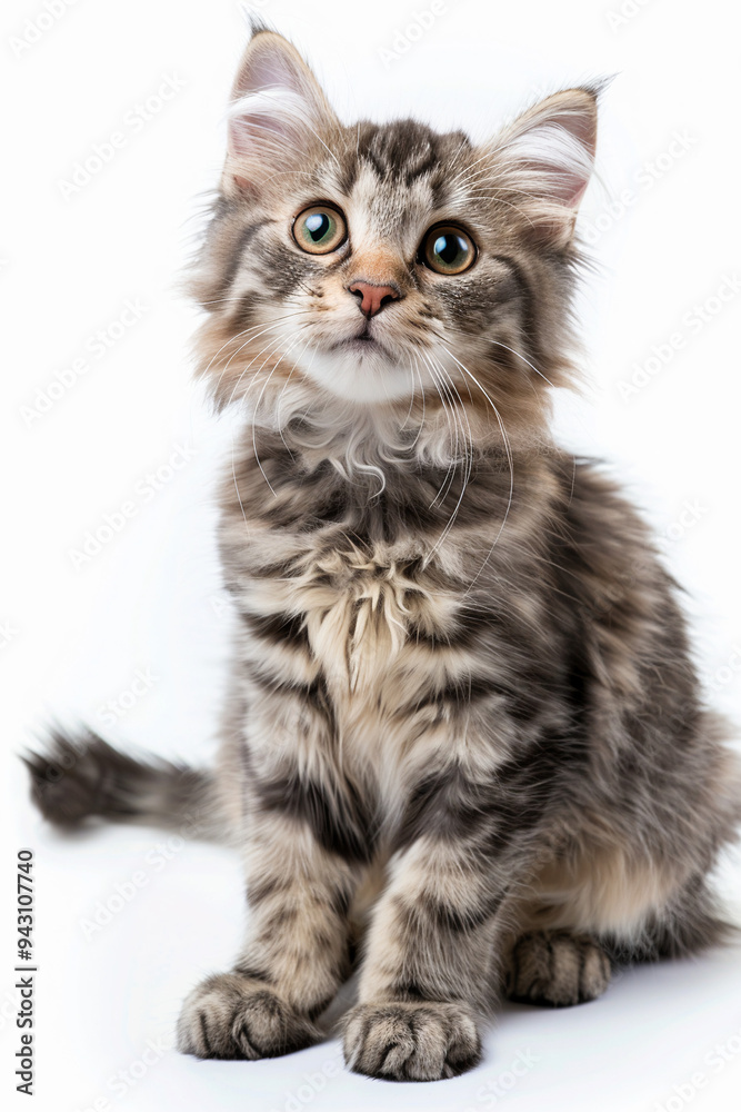 American Curl Cat Breed isolated on white background American Curl Cat Breed isolated on white background