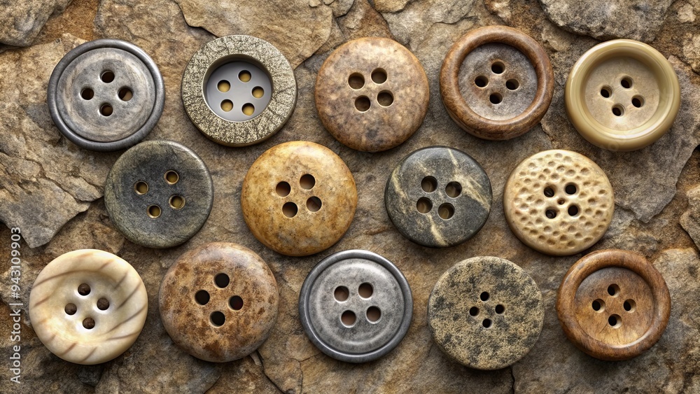 Realistic stone buttons and elements for a natural and textured design look Realistic stone buttons and elements for a natural and textured design look