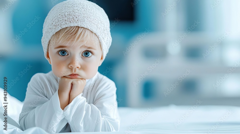 Child crying in a hospital bed, scared and lonely, a portrayal of fear and vulnerability Child crying in a hospital bed, scared and lonely, a portrayal of fear and vulnerability