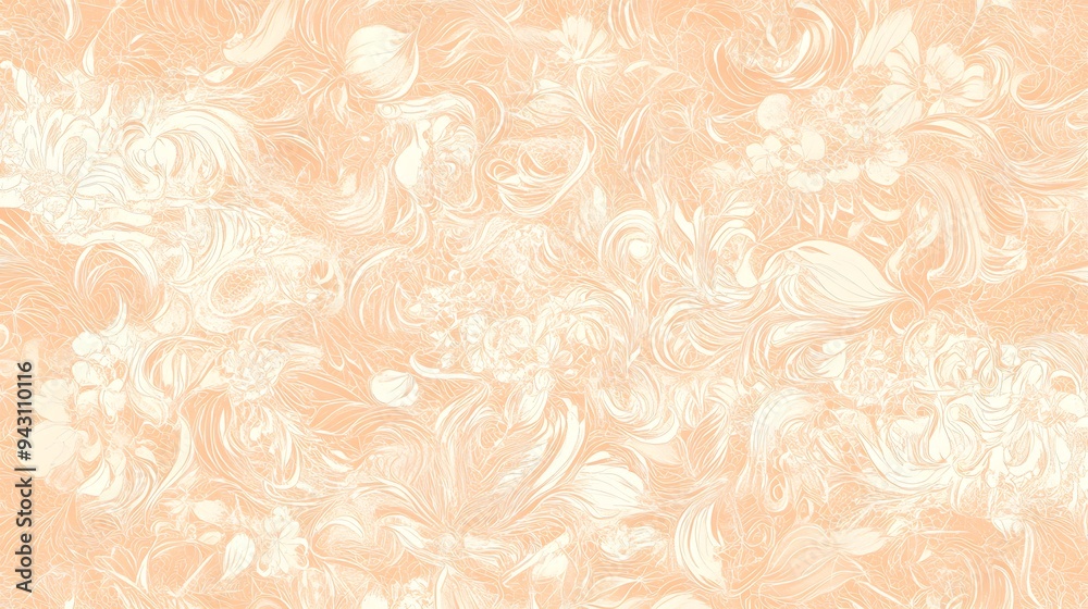 Hand-drawn doodles in soft Peach Fuzz shades intricately woven into a custom pattern with a narrative that evokes nostalgia Hand-drawn doodles in soft Peach Fuzz shades intricately woven into a custom pattern with a narrative that evokes nostalgia