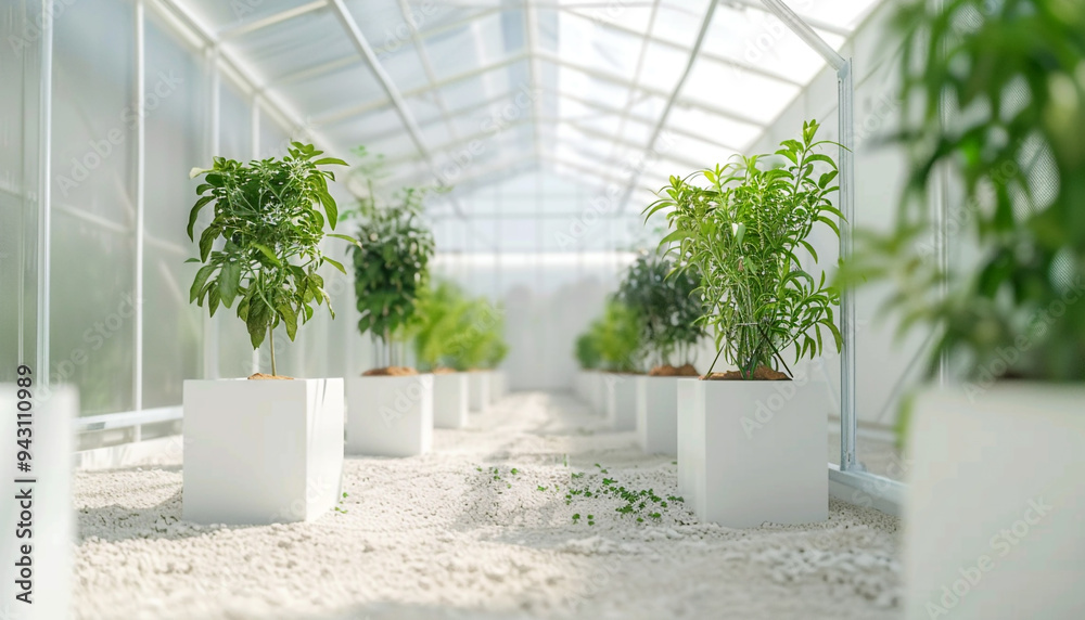 Green crop in modern white green house Green crop in modern white green house