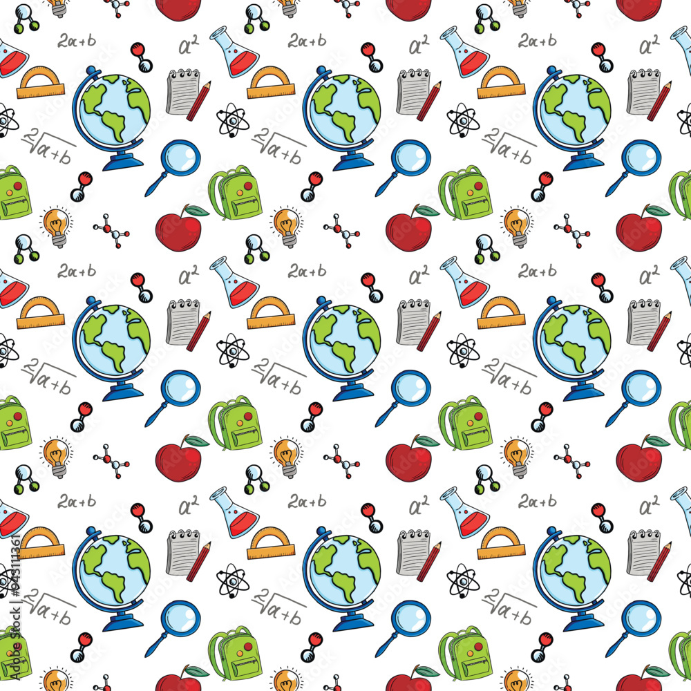 A school-themed pattern with doodles. Vector illustration A school-themed pattern with doodles. Vector illustration