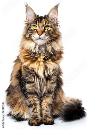  Maine Coon Cat Breed isolated on white background 