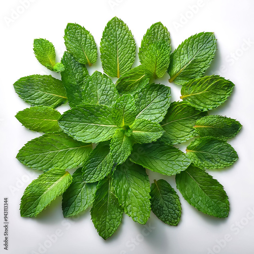 A lots Mint leaf isolated on white