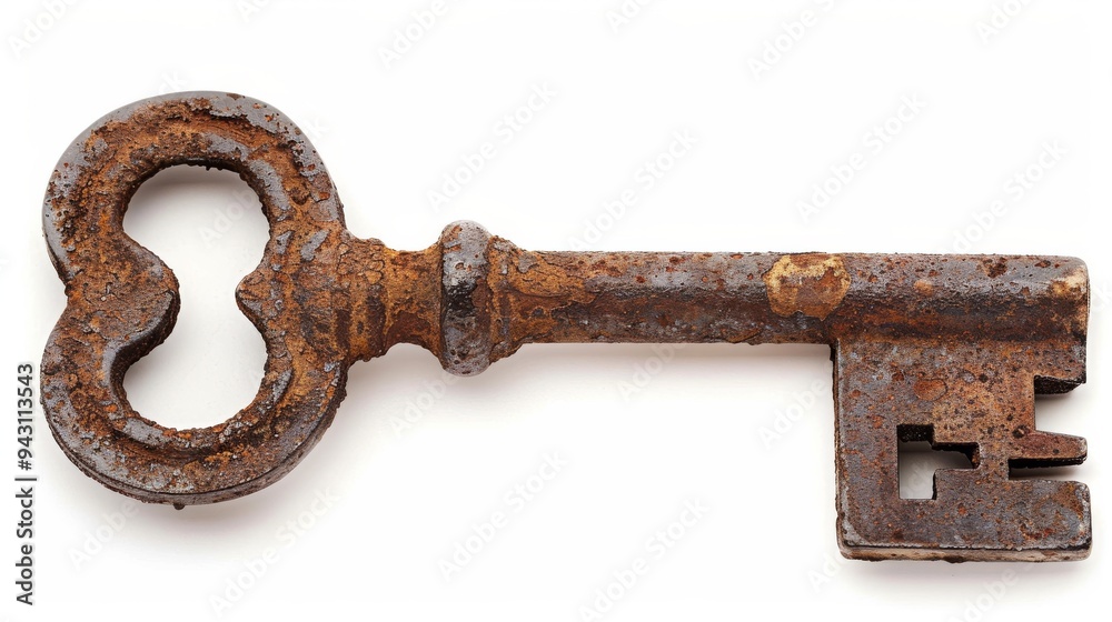 Rusty Old Key Isolated on White Background Rusty Old Key Isolated on White Background