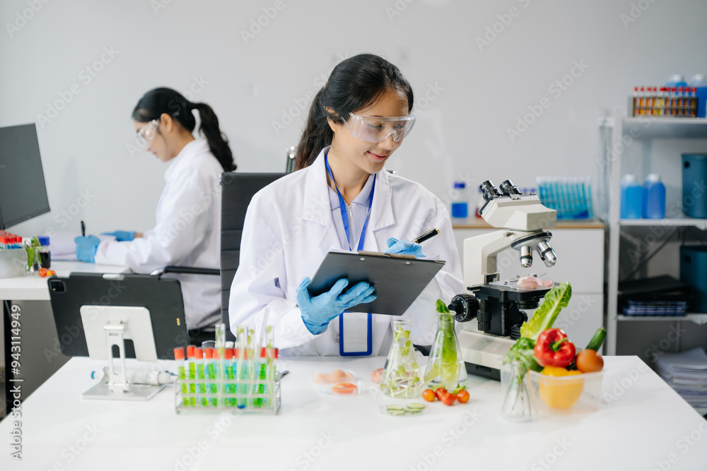 Food science as lab scientists test and analyze vegetables for safety and quality using advanced technology Food science as lab scientists test and analyze vegetables for safety and quality using advanced technology