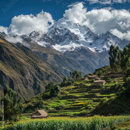 views of mountains with green trees and lakes with waterfalls