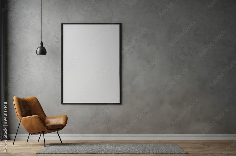 modern room with poster frame empty copy space minimalism chair and wall modern room with poster frame empty copy space minimalism chair and wall