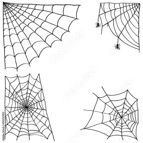 spider web for halloween decor. hand drawn vector illustration.